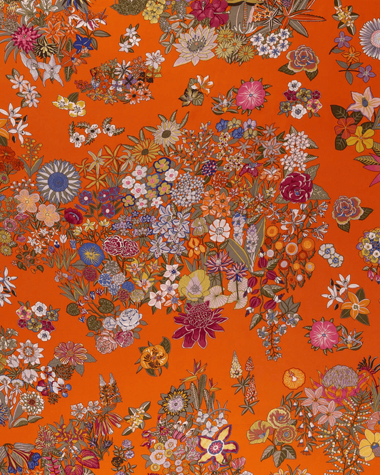 Silk Twill Floral Fabric - Pure Silk