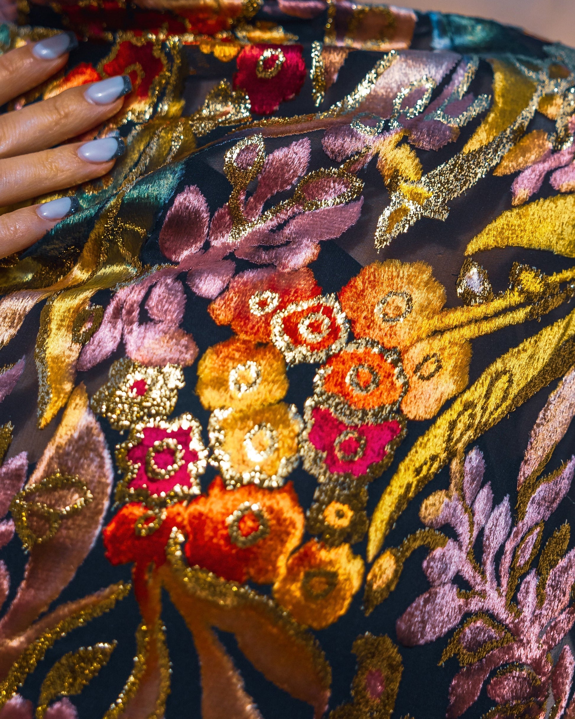 Silk Lurex Floral Fabric