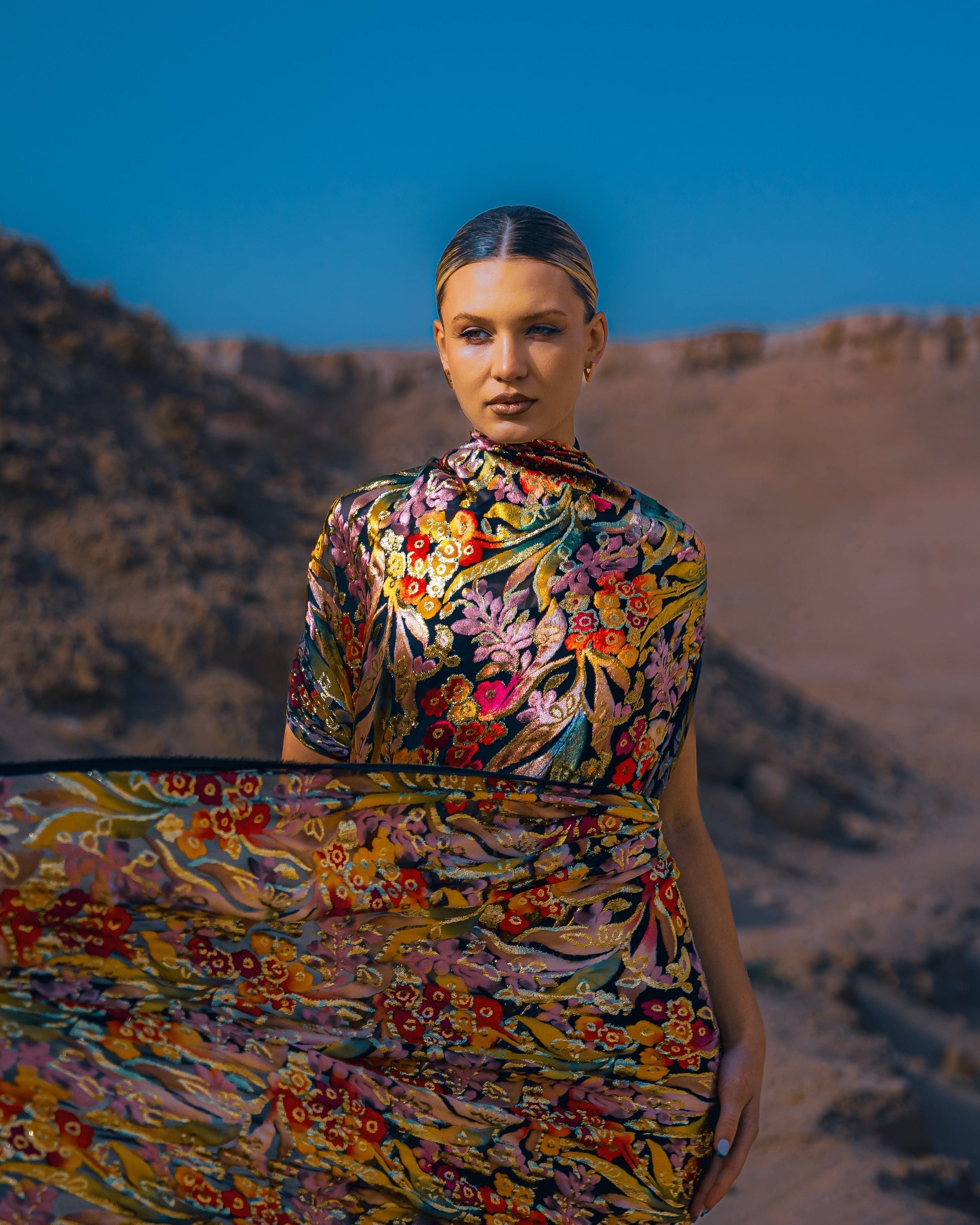 Silk Lurex Floral Fabric