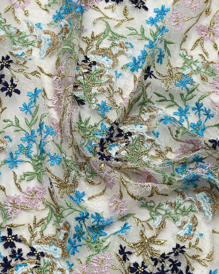 Lurex Polyester Embroidered Fabric