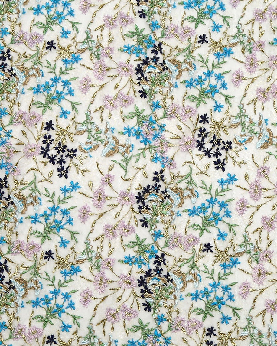 Lurex Polyester Embroidered Fabric