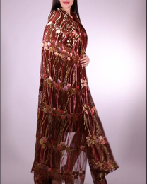 Poly Silk Lurex Floral Lace