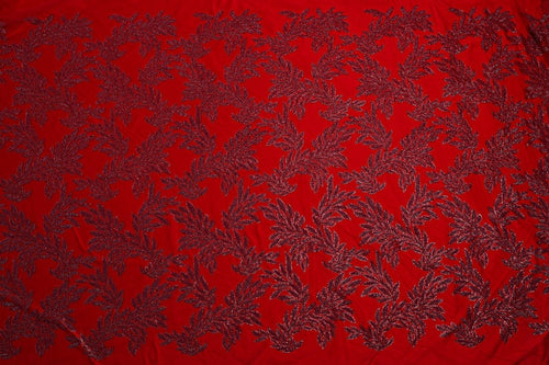 Beaded Silk Satin Beaded Fabric - Polyester, Tulle - Sharqiya - الشرقية