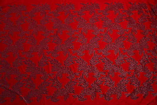 Beaded Silk Satin Beaded Fabric - Polyester, Tulle - Sharqiya - الشرقية