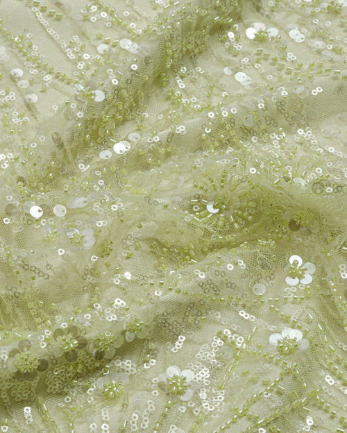 Beaded Silk Tulle Beaded Fabric - Polyester - Sharqiya - الشرقية