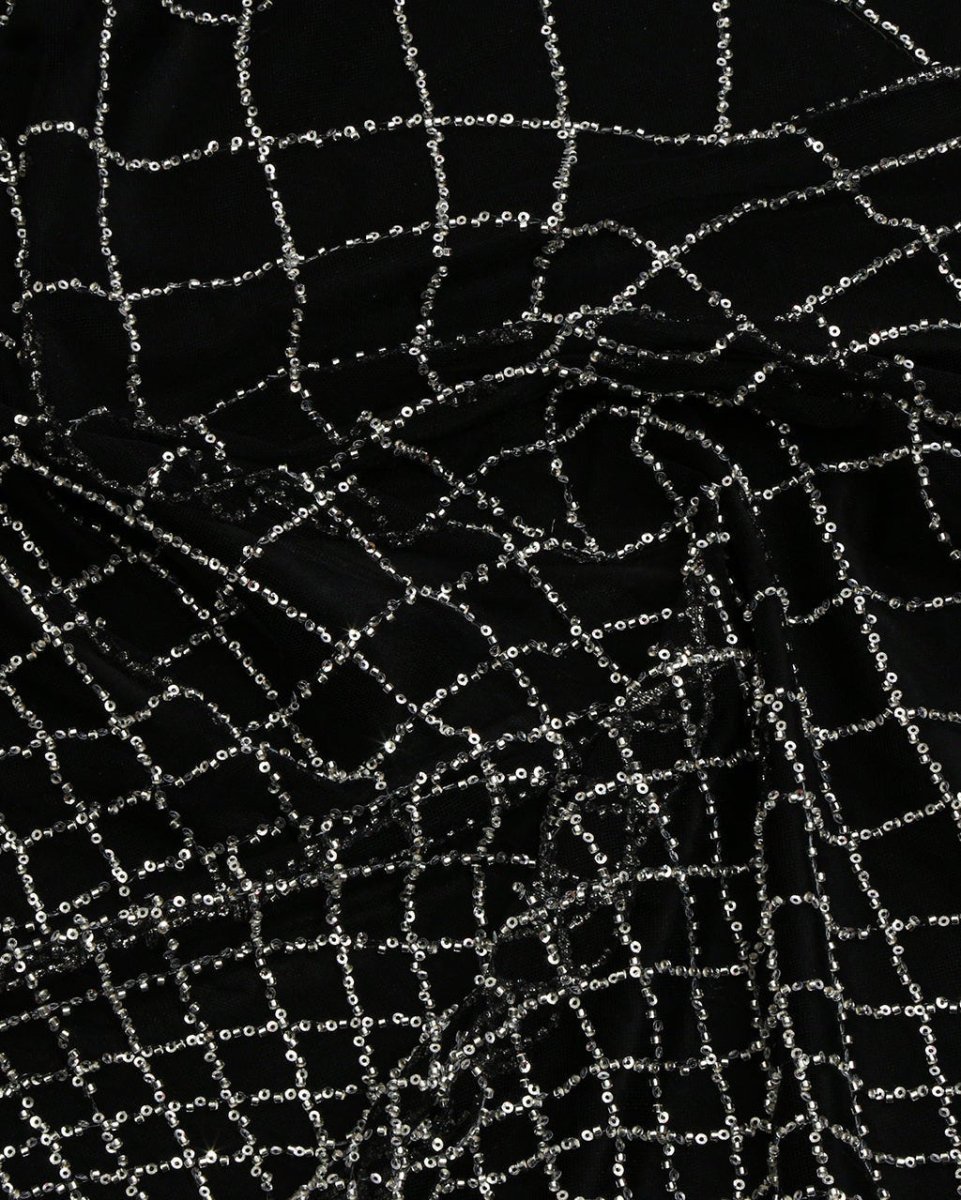 Beaded Silk Tulle Beaded Fabric - Polyester - Sharqiya - الشرقية