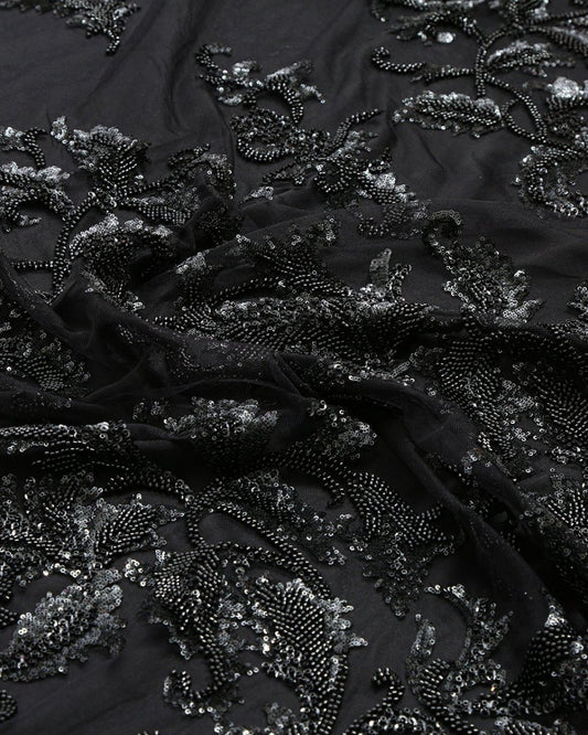 Beaded Silk Tulle Beaded Fabric - Polyester - Sharqiya - الشرقية