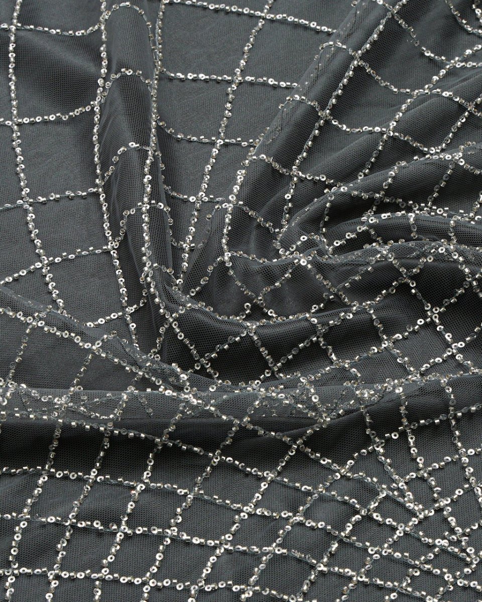 Beaded Silk Tulle Beaded Fabric - Polyester - Sharqiya - الشرقية