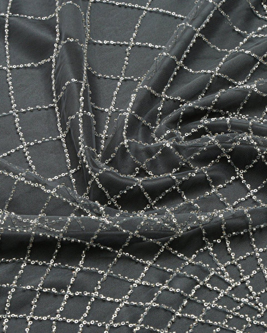 Beaded Silk Tulle Beaded Fabric - Polyester - Sharqiya - الشرقية
