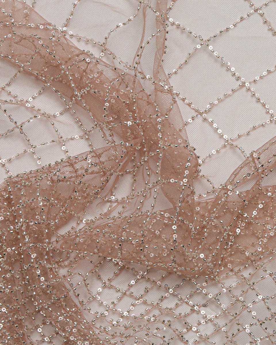 Beaded Silk Tulle Beaded Fabric - Polyester - Sharqiya - الشرقية