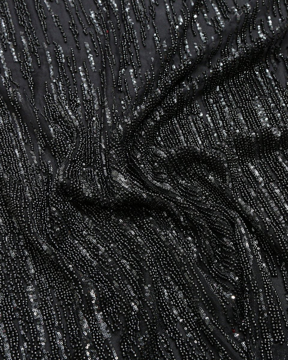 Beaded Silk Tulle Embroidered Fabric - Polyester - Sharqiya - الشرقية