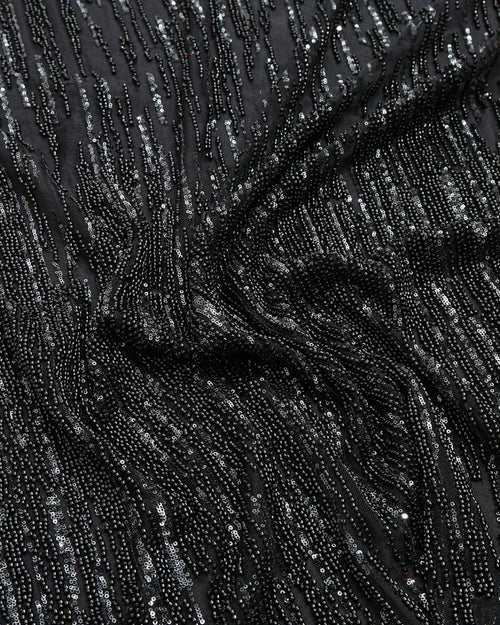 Beaded Silk Tulle Embroidered Fabric - Polyester - Sharqiya - الشرقية