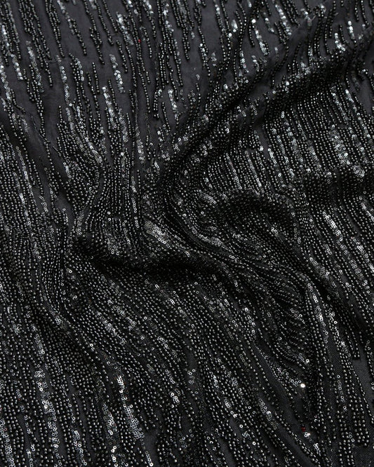 Beaded Silk Tulle Embroidered Fabric - Polyester - Sharqiya - الشرقية