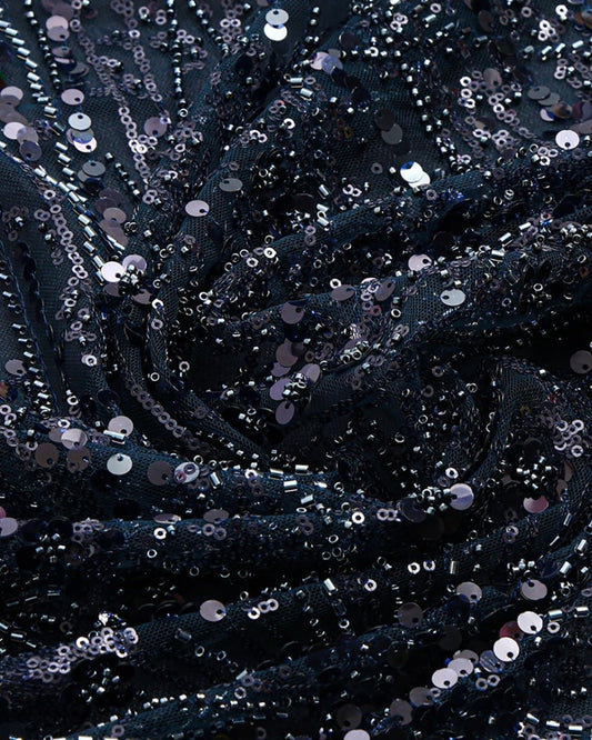 Beaded Silk Tulle Embroidery Fabric - Polyester - Sharqiya - الشرقية