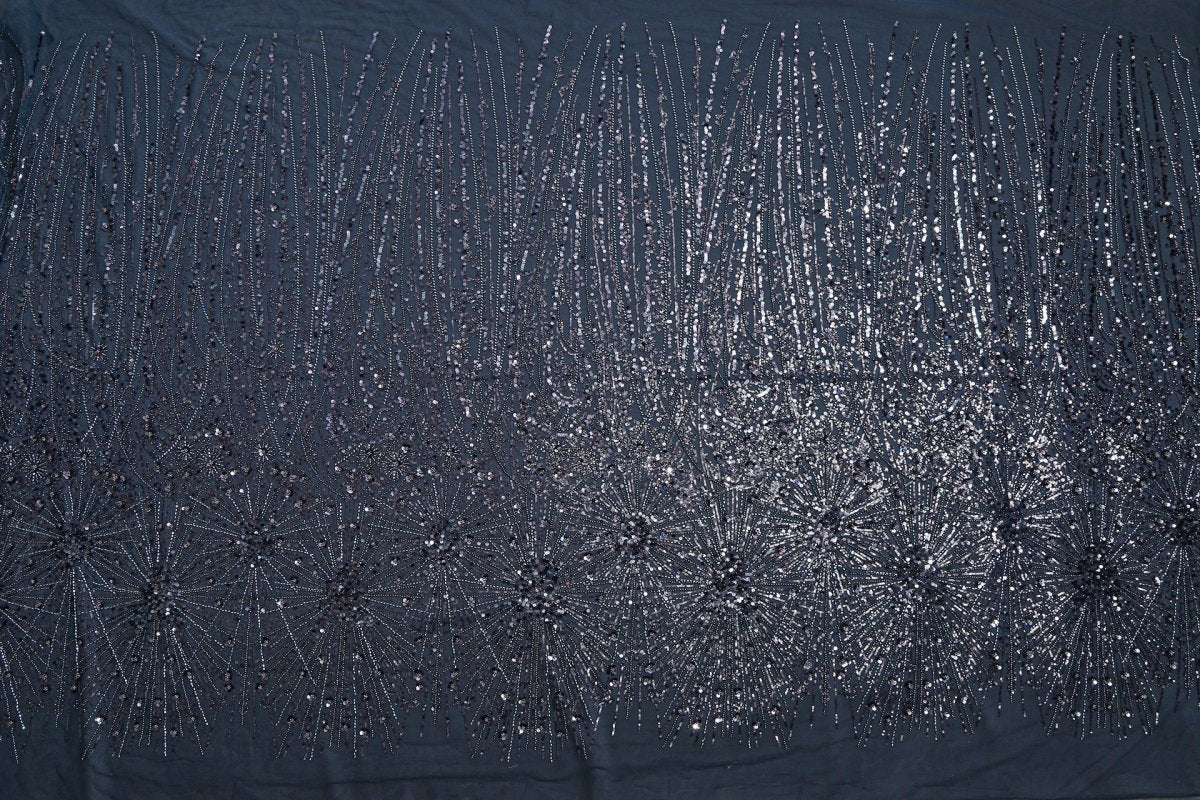 Beaded Silk Tulle Embroidery Fabric - Polyester - Sharqiya - الشرقية