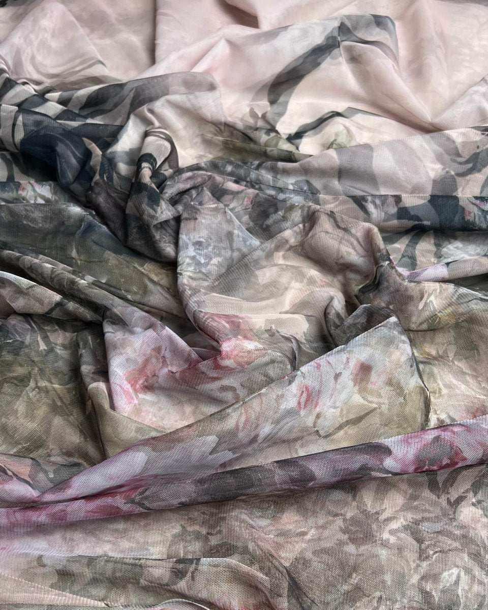 Chiffon Tulle Floral Fabric - Polyester - Sharqiya - الشرقية