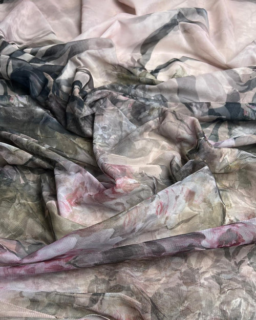 Chiffon Tulle Floral Fabric - Polyester - Sharqiya - الشرقية