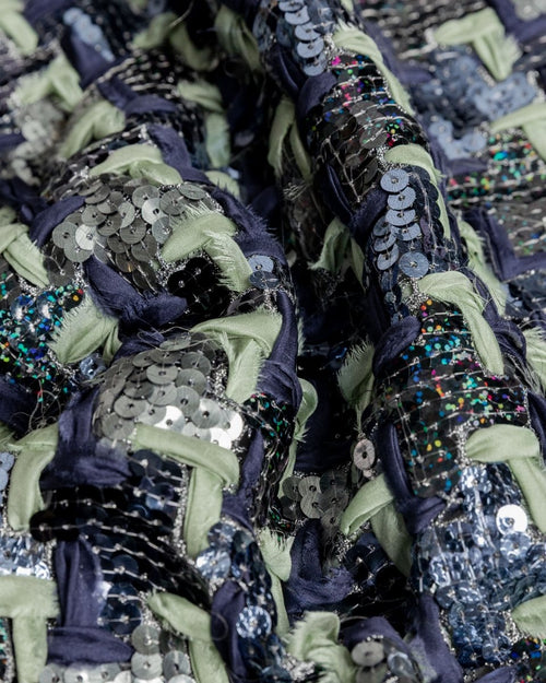Giber Mesh Sequins with Chiffon Pure silk - Sharqiya - الشرقية
