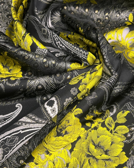 Italian Jacquard Floral Fabric - Polyester - Acetate - Sharqiya - الشرقية
