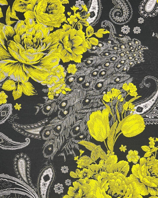 Italian Jacquard Floral Fabric - Polyester - Acetate - Sharqiya - الشرقية