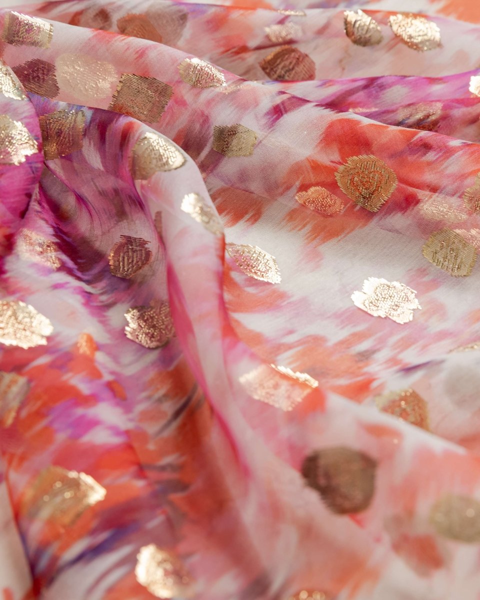 Italian Lurex Chiffon Floral Fabric - Polyester - Sharqiya - الشرقية