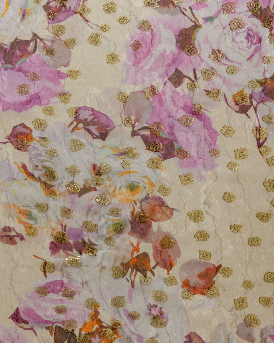 Italian Lurex Chiffon Floral Fabric - Polyester - Sharqiya - الشرقية