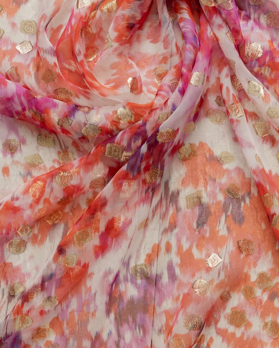 Italian Lurex Chiffon Floral Fabric - Polyester - Sharqiya - الشرقية