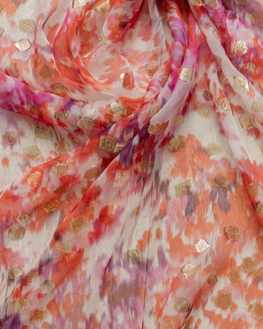 Italian Lurex Chiffon Floral Fabric - Polyester - Sharqiya - الشرقية
