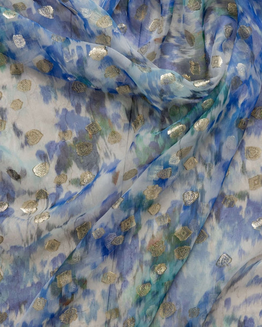 Italian Lurex Chiffon Floral Fabric - Polyester - Sharqiya - الشرقية