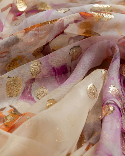 Italian Lurex Chiffon Floral Fabric - Polyester - Sharqiya - الشرقية