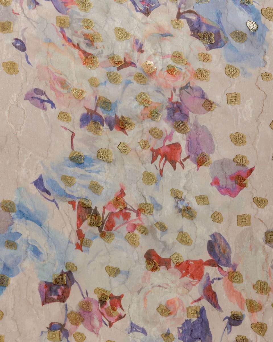 Italian Lurex Chiffon Floral Fabric - Polyester - Sharqiya - الشرقية
