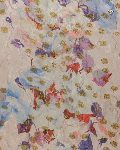 Italian Lurex Chiffon Floral Fabric - Polyester - Sharqiya - الشرقية