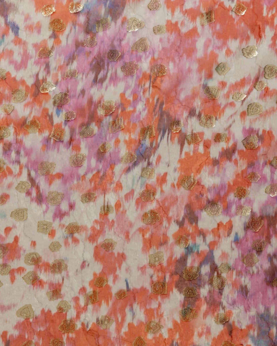 Italian Lurex Chiffon Floral Fabric - Polyester - Sharqiya - الشرقية