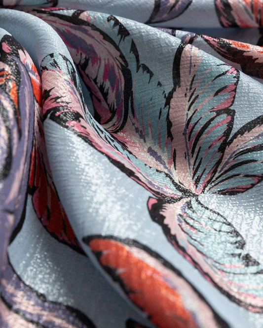 Italian Silk Lurex Floral Fabric - Polyester, Chiffon - Sharqiya - الشرقية