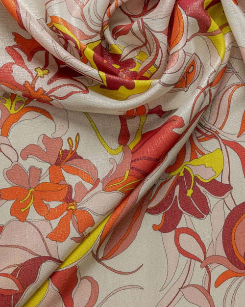 Italian Silk Lurex Floral Fabric - Polyester, Chiffon - Sharqiya - الشرقية