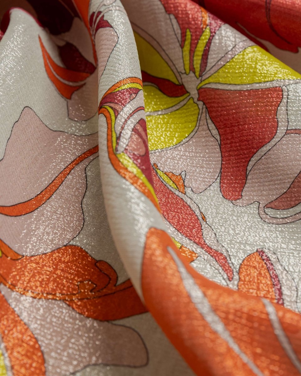 Italian Silk Lurex Floral Fabric - Polyester, Chiffon - Sharqiya - الشرقية