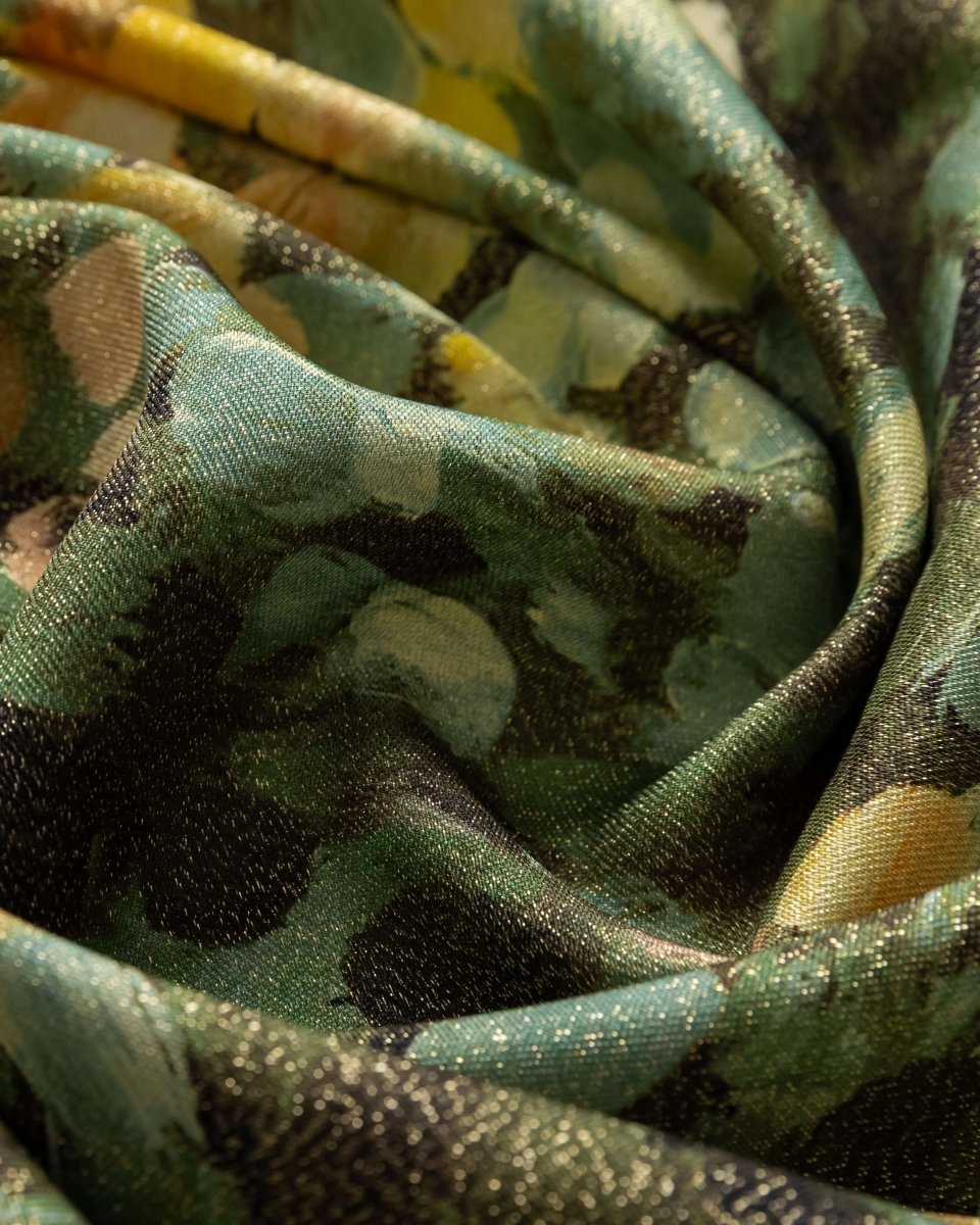 Italian Silk Lurex Geometric Fabric - Pure Silk - Sharqiya - الشرقية