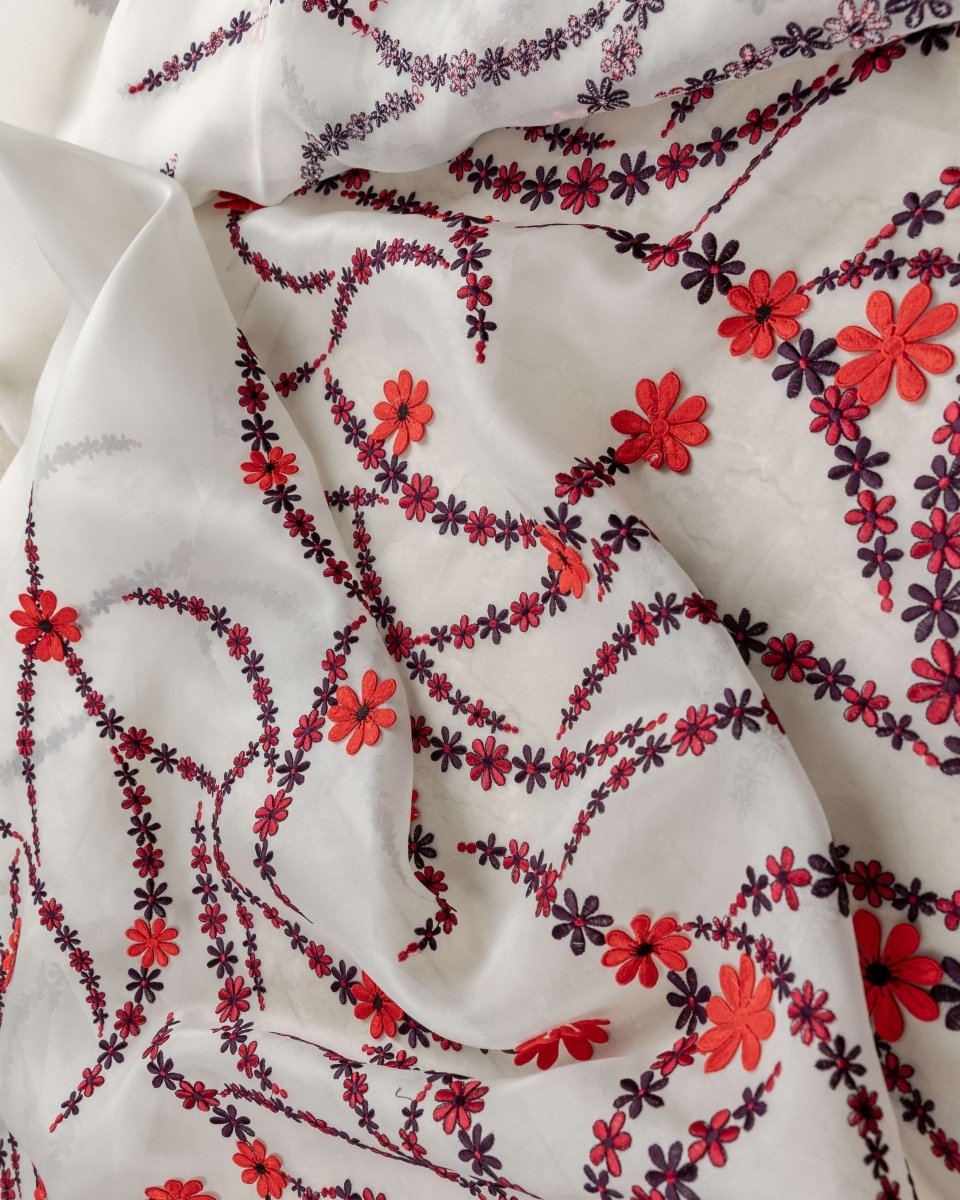Korean Silk Embroidered Fabric - Pure Silk - Sharqiya - الشرقية