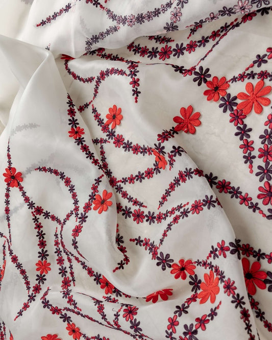 Korean Silk Embroidered Fabric - Pure Silk - Sharqiya - الشرقية