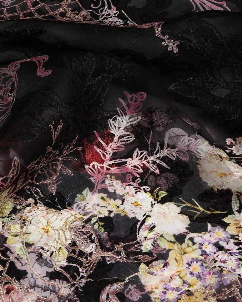 Korean Silk Jacquard Floral Fabric - Organza - Sharqiya - الشرقية