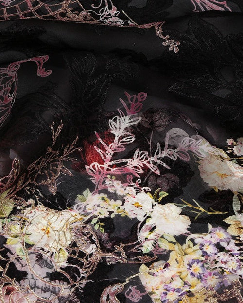 Korean Silk Jacquard Floral Fabric - Organza - Sharqiya - الشرقية