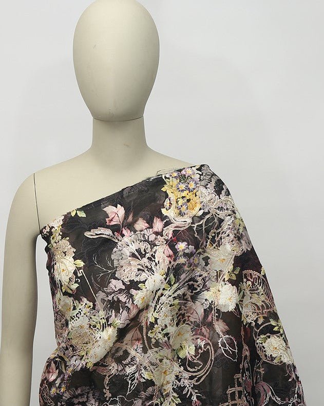 Korean Silk Jacquard Floral Fabric - Organza - Sharqiya - الشرقية
