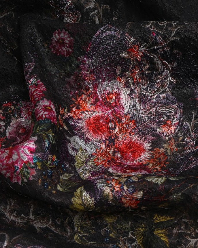 Korean Silk Jacquard Floral Fabric - Pure Silk, Organza - Sharqiya - الشرقية