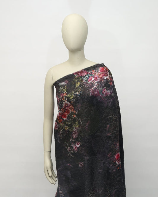 Korean Silk Jacquard Floral Fabric - Pure Silk, Organza - Sharqiya - الشرقية