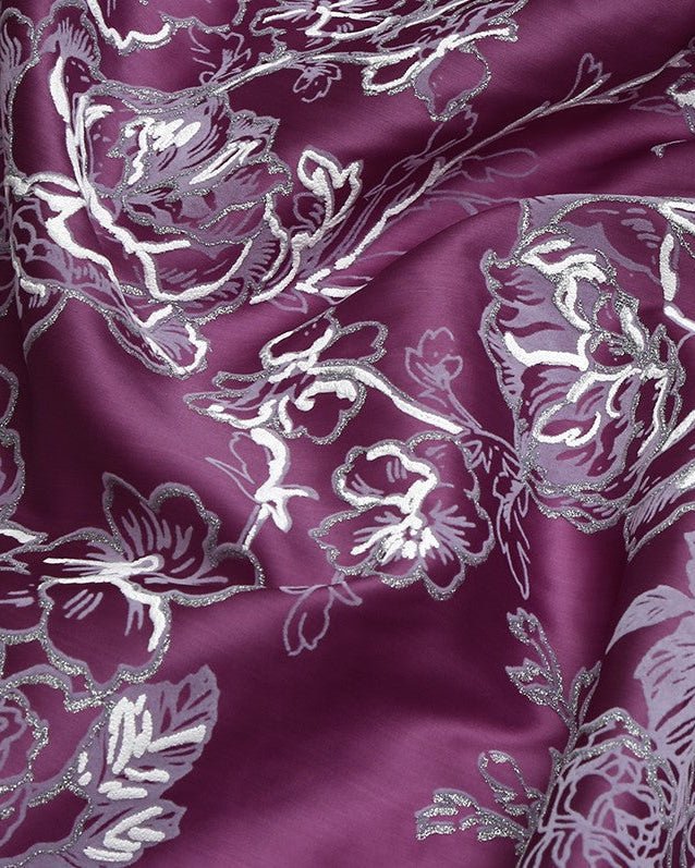 Korean Silk Jacquard Metallic Fabric - Pure Silk, Organza - Sharqiya - الشرقية
