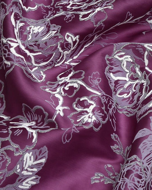 Korean Silk Jacquard Metallic Fabric - Pure Silk, Organza - Sharqiya - الشرقية