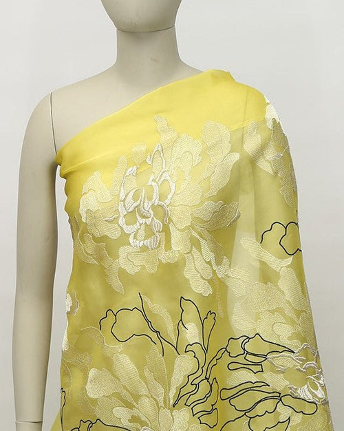 Korean Silk Striped Lace - Pure Silk, Polyester, Organza - Sharqiya - الشرقية