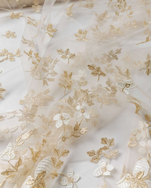 Korean Silk Tulle Floral Fabric - Polyester - Sharqiya - الشرقية