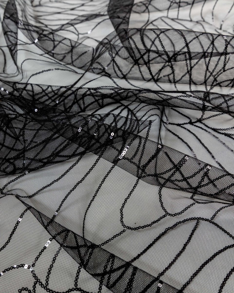 Korean Tulle Polyester Geometric Fabric - Sharqiya - الشرقية