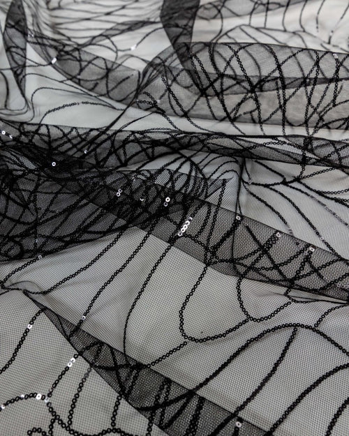 Korean Tulle Polyester Geometric Fabric - Sharqiya - الشرقية